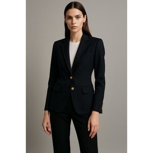 J.Crew Rhodes Blazer Wool Blend Black Gold Button Business Career Jacket size 00
